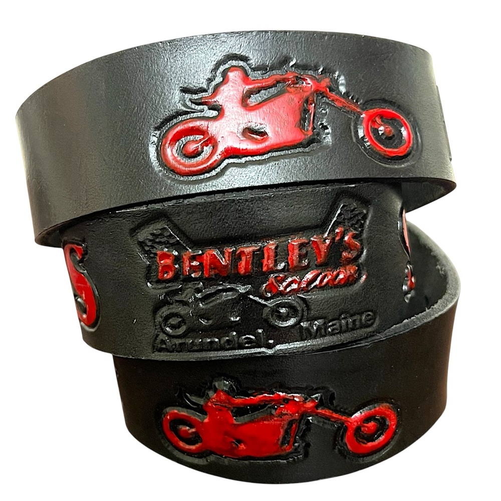 Vintage tooled Leather biker Belt Bentley’s Biker Saloon Maine rare edgy EUC - Picture 15 of 15